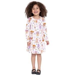 NWT Disney Princess Toddler Girls Castle Print Drop Waist Dress Long Sleeves 12M